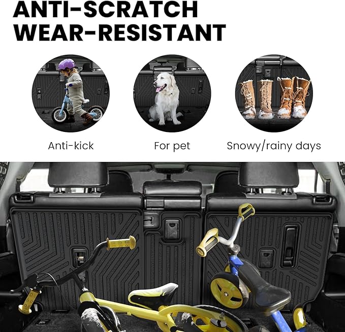 LASFIT Rear Seat Back Protector for Toyota 4Runner 2013-2024 7-Seats Back Cover (Not Fit 5 Seats) | Premium Extra Thick TPE Custom Fit Waterproof 4 Runner Second Row Back Seat Backrest Mat Liner