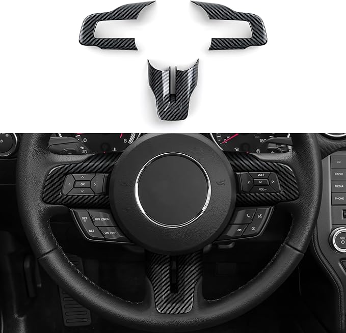Youtaiche ABS Carbon Fiber Cover Trim Decoration for Ford Mustang 2015 2016 2017 2018 2019 2020 2021 2022 2023 Shelby GT350 2015-2020 GT500 2020-2022 Car Interior Accessories Sticker