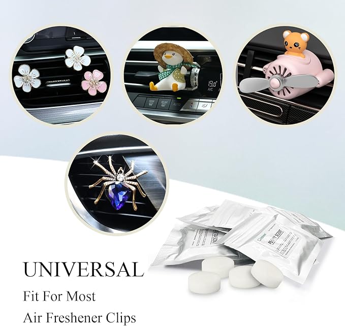 32pcs Honey Peach Car Air Freshener Refill Fragrance Tablets,8 Pack Peach Car Scents Pads for Air Freshener Vent Clips,1.7cm/0.7inches Diameters Aromatherapy Pads