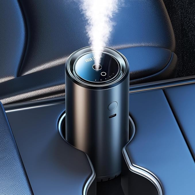 Smart Car Air Freshener Diffuser with 100ml Essential Oils,Car Aroma Diffuser New Smell Long Lasting Lasts 6 Months, RGB Music Syncing Light, Auto On/Off Intelligent, 5 Adjustable Rechargeable