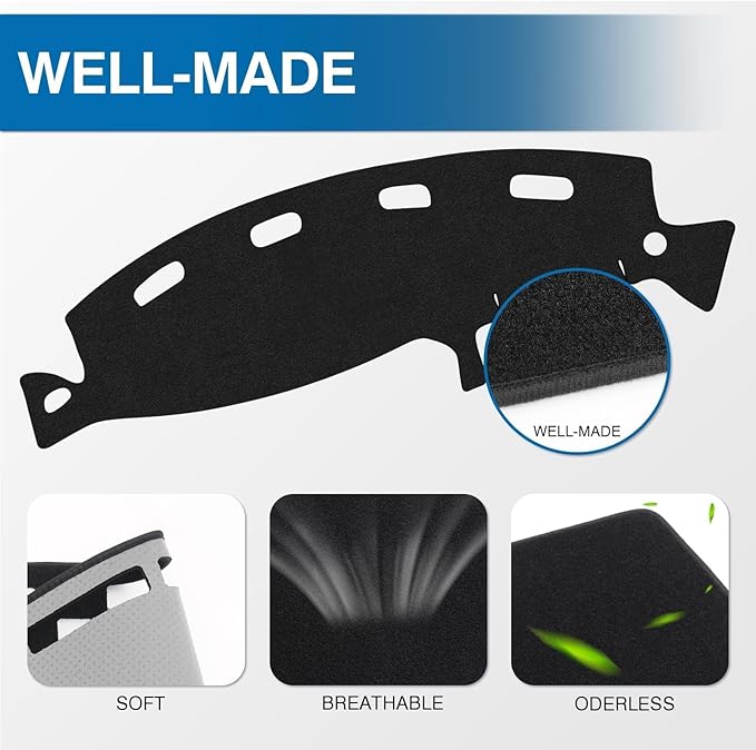 KUST Car Dash Cover for Dodge Ram 1500 2500 3500 1998 1999 2000 2001 Polyester Dashboard Cover Non-Slip Center Console Dash Cover Interior Accessories for Ram Pickup Sunshade No Glare Black