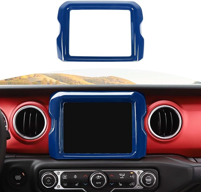 RT-TCZ for Jeep JL Center Console Radio Display Panel Trim Cover for Jeep Wrangler JL JLU Gladiator JT 2018-2023 Blue Interior Accessories 8.4 inch