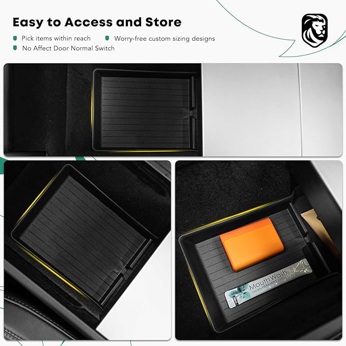 YHTAUTO Armrest Lower Tray Fit 2024 2025 Tesla Model 3 Highland, Center Armrest Lower Bottom Storage Box with Non-Slip Interior Accessories 1PC