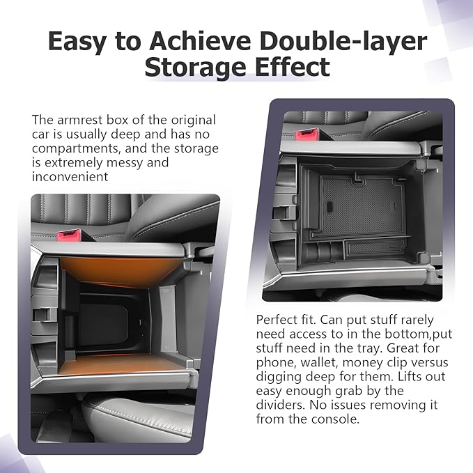 LUWU Center Console Organizer for 2021 2022 2023 2024 2025 Ford Edge Accessories Edge SE/SEL/ST-Line/Titanium/ST Armrest Storage Box Armrest Console Organizer(Black)