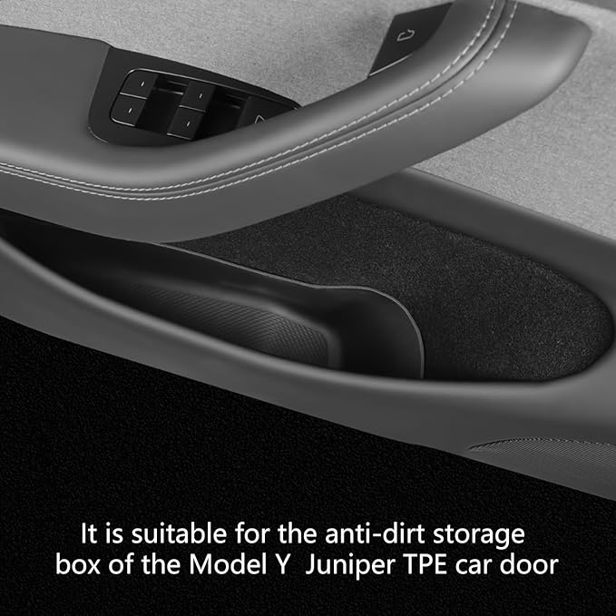 4PCS Door Side Pocket Storage Box for TeslaModel Y Juniper 2025 Front& Rear Door Pocket InnerOrganizer Trays TPE for Model Y Juniper Access