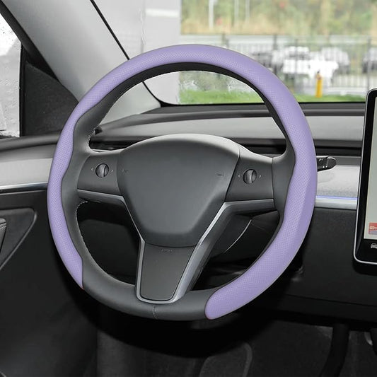 frani Leather Steering Wheel Cover, Universal 15 Inch Premium Non-Slip Steering Wheel Cover Light Purple