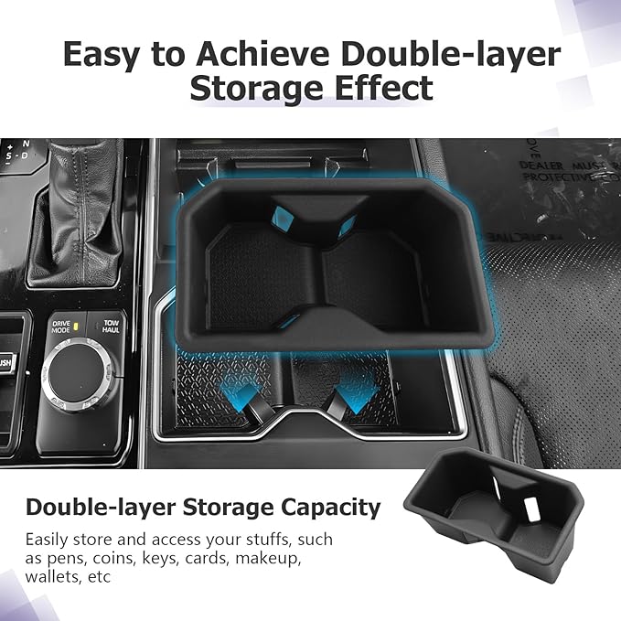 LUWU 2025 Tundra Center Console Cup Holder Compatible with 2022 2023 2024 2025 Toyota Tundra Interior Accessories Center Console TPE Cup Holder Insert Tundra 2025 Accessories