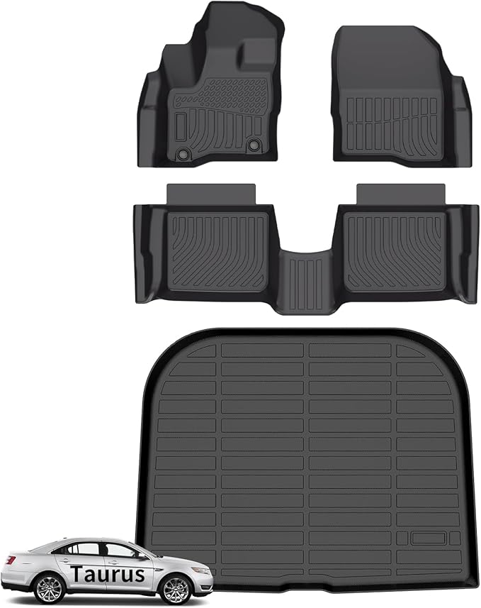 Wayhigh-for Ford Taurus 2010-2019 All Weather Floor Mats and Cargo Liner Set TPE Car Mats Waterproof Heavy Duty Rubber Floor Liners Taurus Accessories