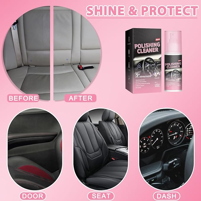 Polishing Cleaner for Car Interior Detailing,Car Interior Cleaner,Vehicle Interior Polish for Rubber, Leather