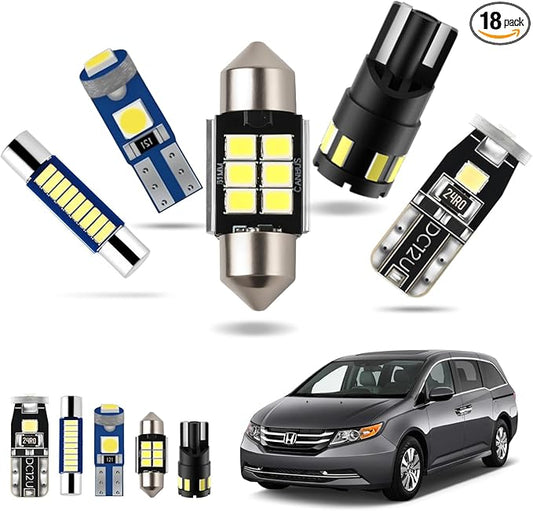 EASY EAGLE LED Interior Car Lights for Honda-Odyssey-2011-2017: 18 Piece Kit White LED Light Bulbs - Super Bright 6000K + Install Tool