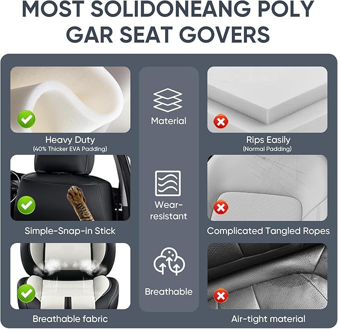 Auto Car Seat Covers Accessories Full Set Leather Cushion Protector Breathable Waterproof Seat Cover for Cars Universal Fit (Black&White, Front Pair and Rear)