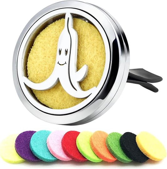 30mm Car Essential Oil Diffuser Vent Clips Air Freshener Vent Clip Aromatherapy Car Accessories 10 Felt Pads for Gift Women (Banana)