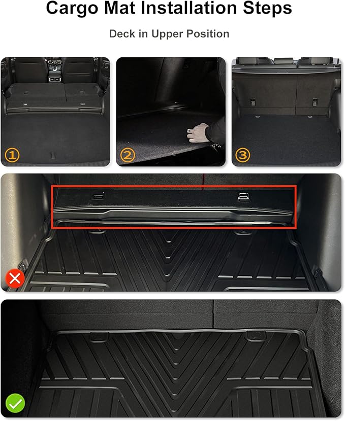 3W Floor Mats & Cargo Liner Fit for Honda CR-V 2017-2022(Not Fit for Hybrid), All Weather TPE Custom Fit Floor Liner 1st, 2nd Row and Full Set Trunk Car Mats Black