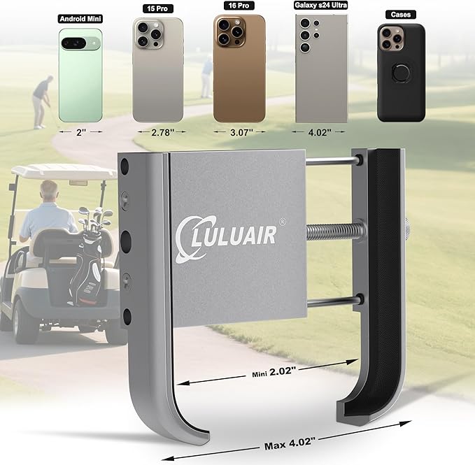 Golf Cart Phone Holder - Slim Smartphone Mount for Golf Cart, Ultra-Strong Magnet - Golf Cart Accessories, Rotatable Universal Magnetic Phone Holder for Golf Cart(Silver)