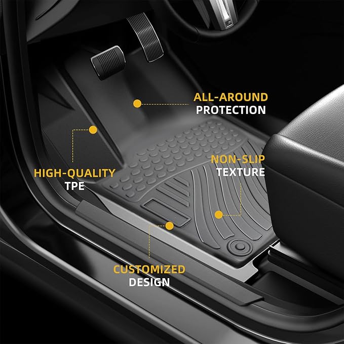 Floor Mats Compatible with Nissan Murano Accessories, Car Floor Liners Carpet Protection TPE All Weather Guard Custom Fit for Murano 2017.5-2024 (3PCS, Black)