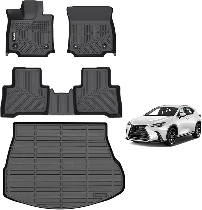 AIPOIL® Floor Mats & Cargo Liner Set for 2022-2024 2025 Lexus NX Hybrid (Include Plug-in) All Weather Protection TPE Anti-Slip Automotive Full Set Custom Car Mats Accessories - Black