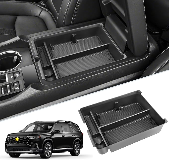 SKTU for 2023 2024 2025 Honda Pilot Center Console Organizer 2023-2025 Pilot/ 2024-2026 Passport Armrest Tray 2025 2026 Passport Console Tray 2024 2025 Pilot Accessories with Sunglasses Holder (Black)