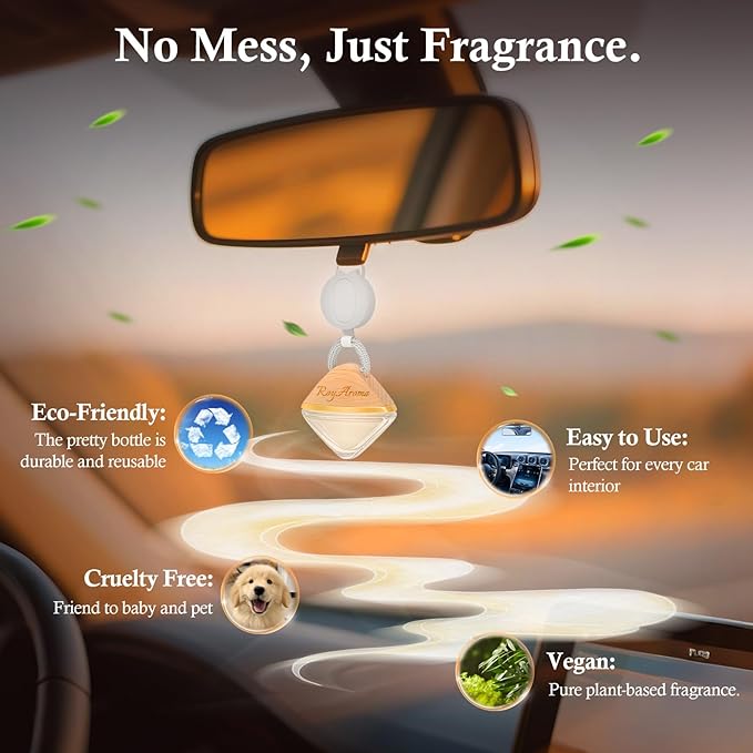 Vanilla Car Air Fresheners Long Lasting, Hanging Car Fresheners for Women & Men, Luxury Perfume Essential Oil Cars Diffuser | Adjustable Rope Auto Air Freshener