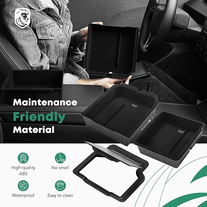 YHTAUTO Center Console Organizer Tray Fit 2024 2025 Tesla Model 3 Highland, Armrest Drawer Organizer, Armrest Hidden Compartment Storage Box, Center Console Tray, Model 3 Highland Accessories 3PCS