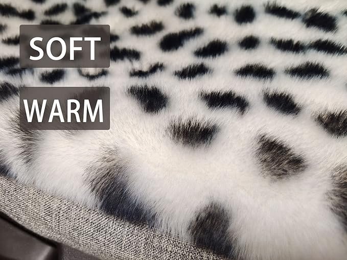 Winter Soft Warm Faux Rabbit Fur car seat Cushion,Universal fit Plush Front and Back Fuzzy car seat Pads Cushion Cover Protector - 1pcs (Front seat 1pcs, Leopard dots)