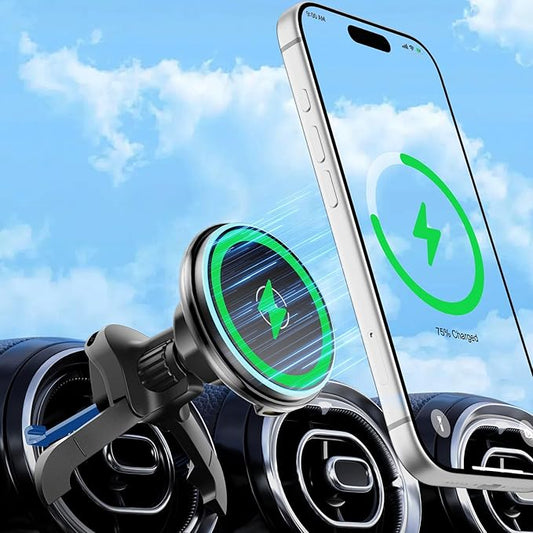 15w Charger Car Phone Mount for Magsafe, Air Vent Car Mount Magnetic Wireless Phone Holder for Mercedes Benz A/B/C/E/V/G/Class & Audi A1/A3/A3 for iPhone 17 16 15 14 13 12 Pro Max, Black