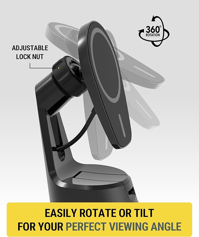 Scosche MPQ6 Magnetic Phone Holder for Car Dashboard/Windshield, 15W Wireless Fast Car Charger Stand, Hands Free Cell Phone Mount Compatible with iPhone 17/16/15/14/13/12 Series & MagSafe Case