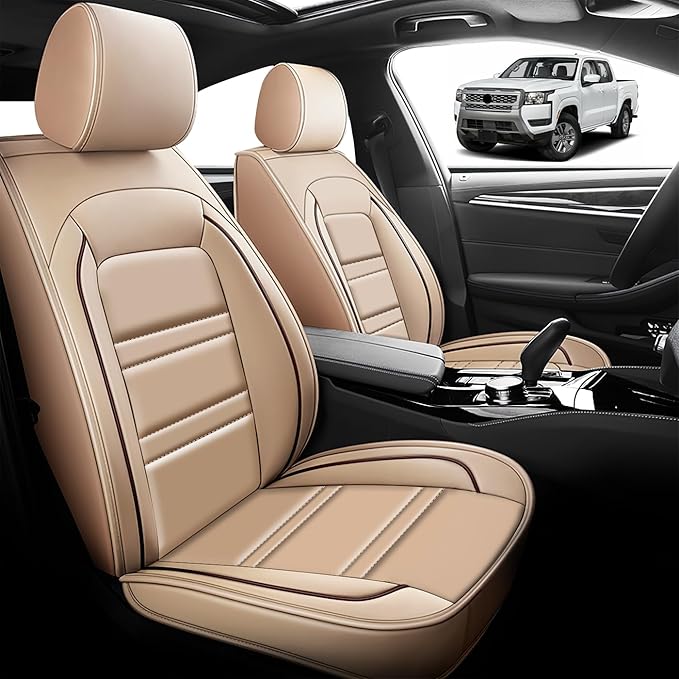 Seat Cover for Nissan Car Frontier 1998-2025 | Car Seat Covers Front Seats, Waterproof Seat Protectors, Automotive Front Seat Covers (Front Seat, Beige)
