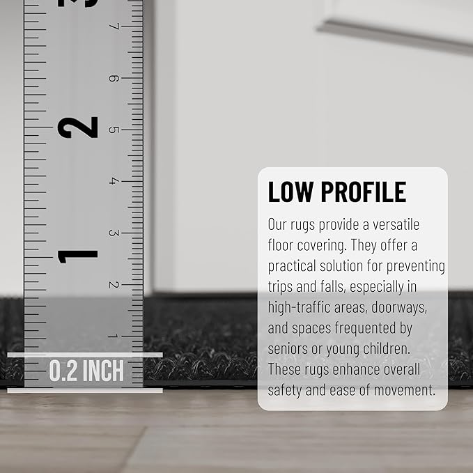 Ottomanson Commercial Scrape Rib Entry Mat – Heavy Duty Ribbed Floor Mat for High Traffic – Non Slip Rubber Back, Waterproof – Indoor Outdoor Use for Offices, Schools, Lobbies, 2' x 55', Black