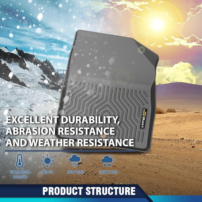 DOTCOM TPE Floor Mats Compatible With Toyota 4Runner 1996-2002 Floor Liners,All Weather Custom Fit Full Cover Protection 1st & 2nd Row Truck Mats Cargo Liner Accessories,alfombras para carro 3PCS Gray