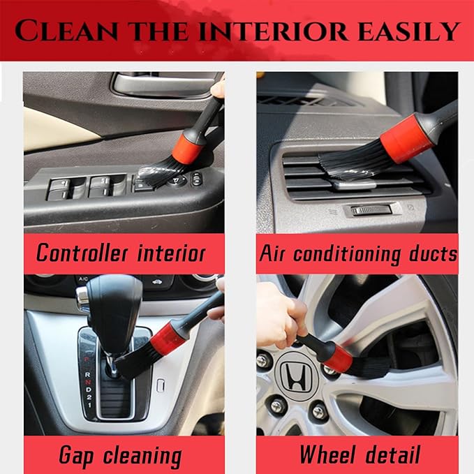 10pcs Auto Car Detailing Brush Set,Car Interior Cleaning Kit,Including 5pcs Car Detailing Brushes, 3pcs Wire Brush and 2pcs Different Soft Bristle dusting Brush for car Interior.