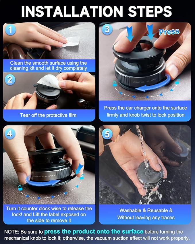 2026 Upgraded Vacuum Magnetic Car Phone Holder for Your Car [120LBS Ultra Suction Cup & 3000gf Magnet] 780° Adjustable Foldable Cell Phone Mount for Magsafe Dashboard Car Bracket for iPhone & Android