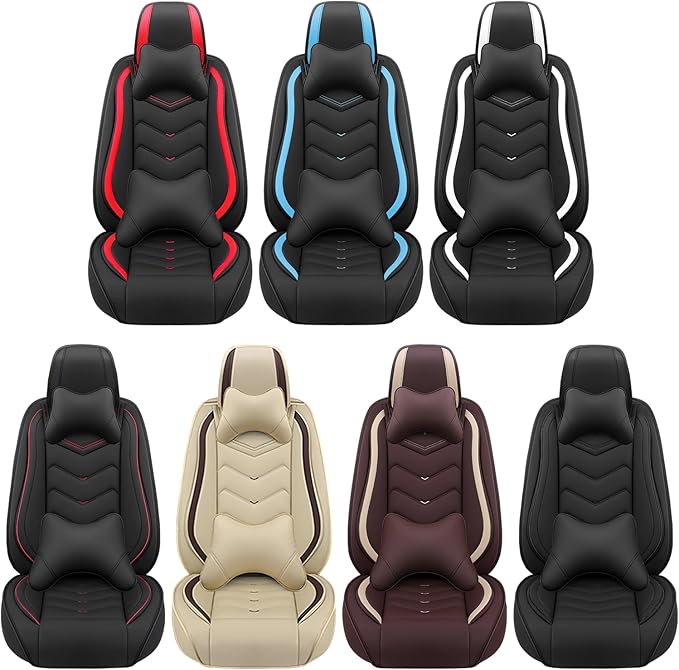 Car Seat Covers Fit for Toyota Camry 2000-2025, Stylish Sport Seat Covers, Waterproof Wear-Resistant Premium Nappa Leather Car Seat Cover.(Full Set with Pillow/Beige)