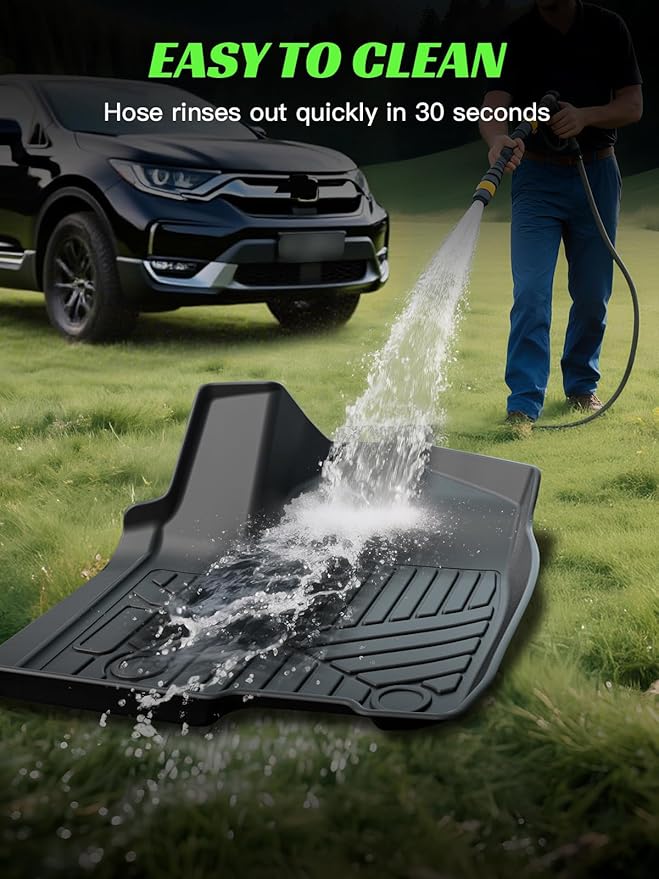 TPE All-Weather Floor Mats for Silverado 1500/ Sierra 1500 Accessories 2019-2025 & Silverado/Sierra 2500/3500 HD Crew Cab 2020-2025 Custom Fit Floor Liners (3-Piece Set, Black)