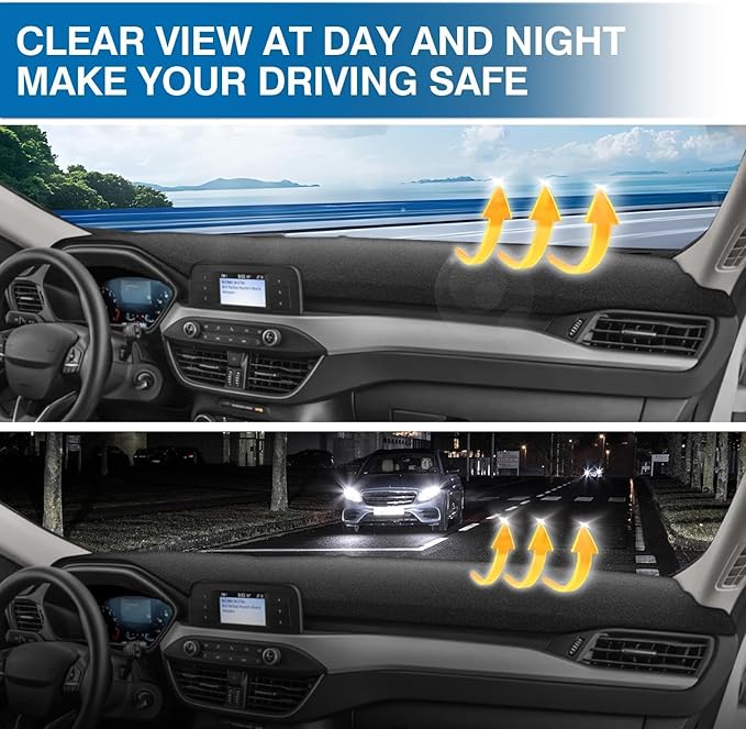 KUST Car Dash Cover for Ford Escape 2020-2023 2024 2025 2026 Left Hand Driving Dashboard Cover Non-Slip Interior Accessories for Ford Escape Custom Fit Dash Mat Sunshade Windshield No Glare Black