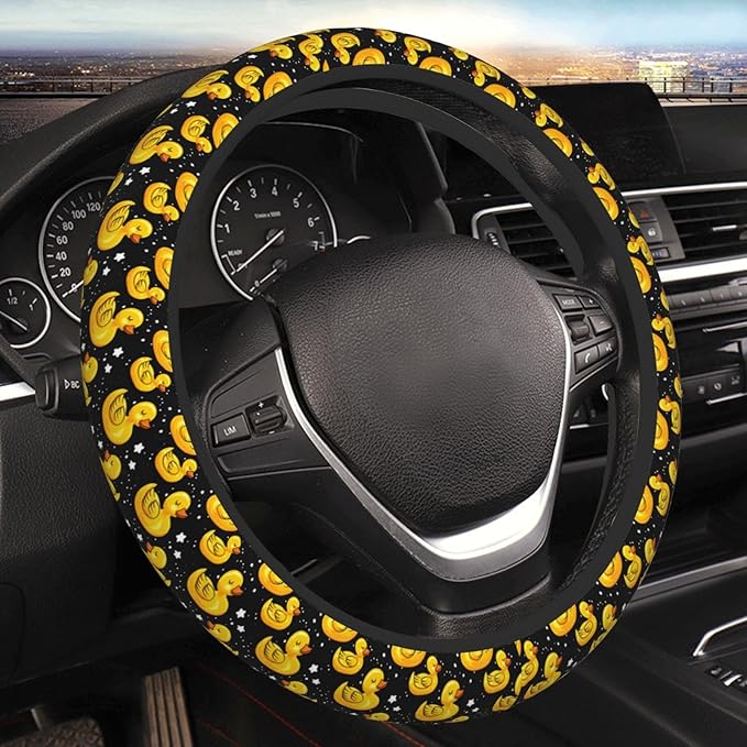 Yellow Ducks Steering Wheel Cover for Women Girls, 15 Inches Anti-Slip Steering Wheel Cover for Auto Truck SUV