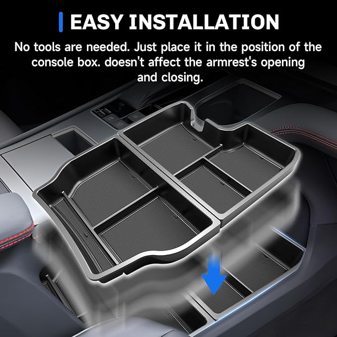 SXCY for 2025 Toyota Sienna Under Console Organizer [Not for Console w/Cool Box] for 2021-2025 Toyota Sienna Accessories 2021-2025 Sienna Under Armrest Organizer 2024 2025 Sienna Under Console Tray