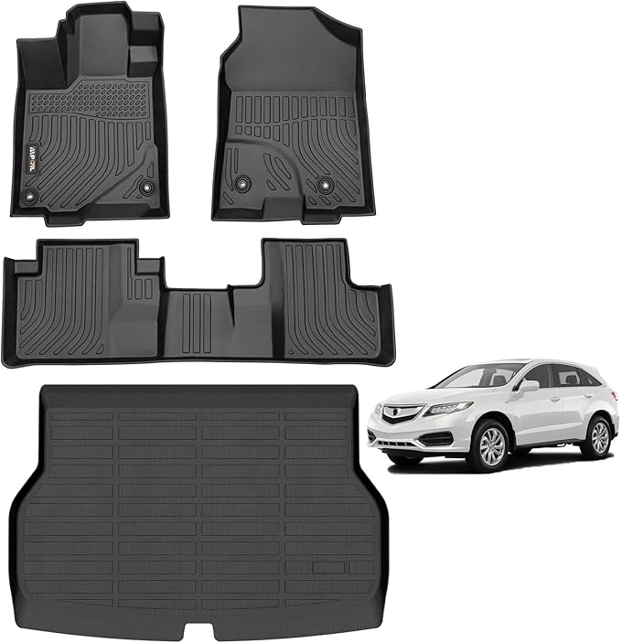 AIPOIL® Floor Mats & Cargo Liner Set for 2016-2018 Acura RDX All Weather Protection TPE Anti-Slip Automotive Full Set Custom Car Mats Accessories - Black