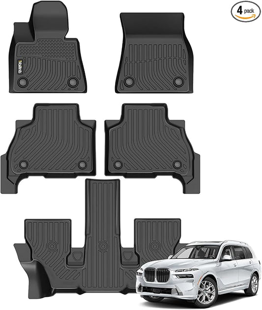 Wailtnb-All Weather Floor Mats for BMW X7 2019-2025 (Only for 6 Passenger) Custom Fit BMW X7 40i, M50i, M60i Waterproof Durable Easy to Clean fit for BMW X7 2019-2025 Accessories for BMW X7 Black