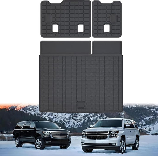 Trunk Mat for 2015-2019 2020 Chevy Chevrolet Suburban/GMC Yukon XL with Backrest Mat,TPE All Weather Protection Cargo Liner with Velcro Rear Seats Backrest Accessories