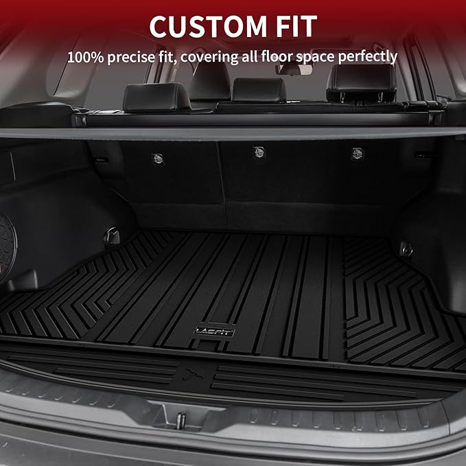 LASFIT Trunk Mats Fit for 2019-2025 Toyota RAV4 Hybrid and Gasoline (Not for Prime), All Weather Custom Fit TPE Cargo Liner, Black