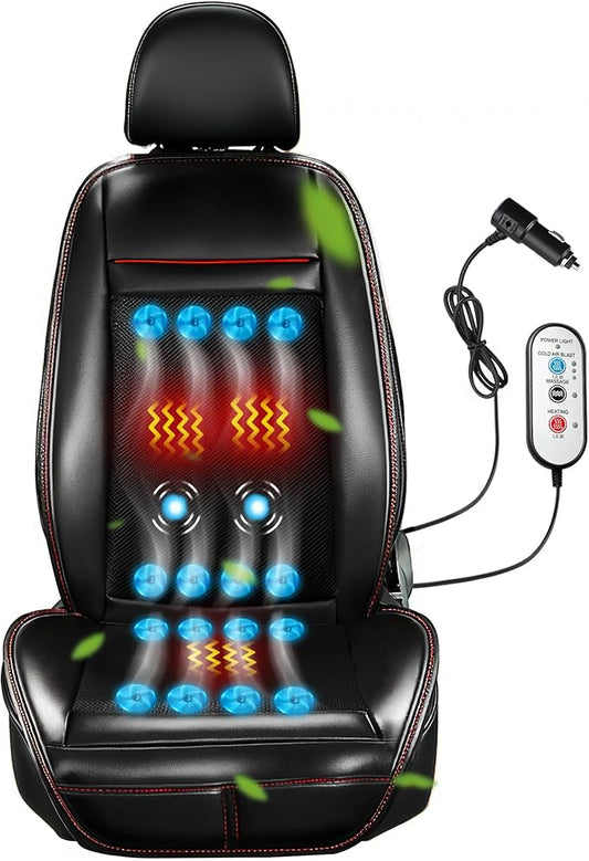 2025 Upgraded 3-in-1 Hot and Cooling Seat Cover for Car Front Seat, 12V Ventilated Cooling Car Seat Cover with Massage, Winter and Summer Cooling Seat Cushion for Car SUV Truck Universal Fit (Black-3)
