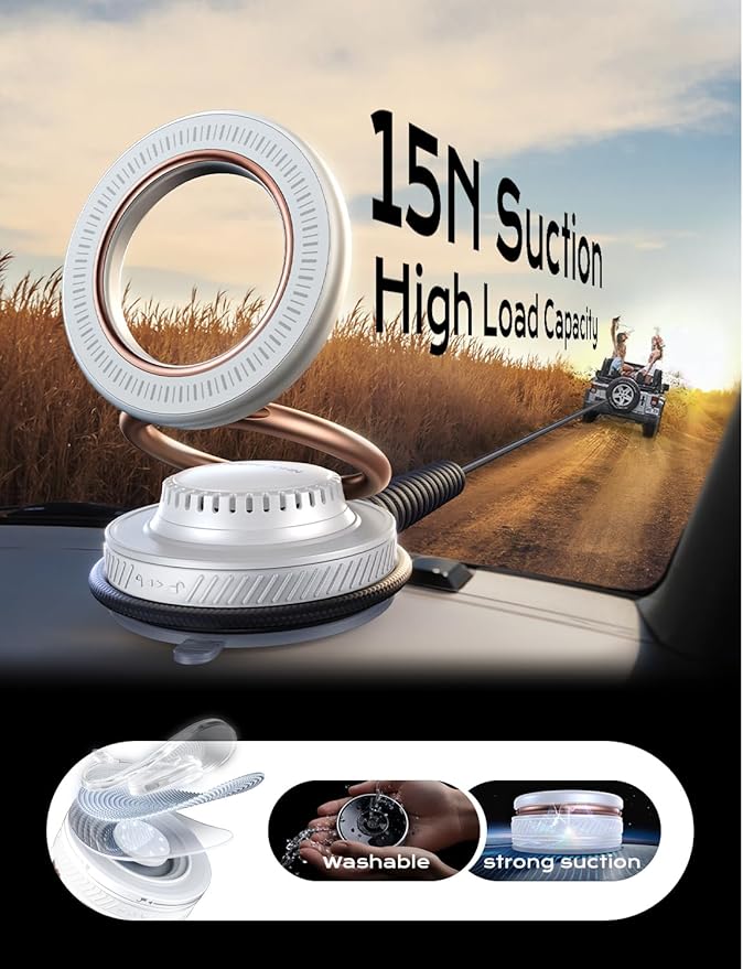 MAGIC JOHN Magnetic Phone Holders for Your Car [Car Aroma Mount] [2-in-1 Fragrance Diffuser & Phone Stand][Ultra-Suction Cup] 360° Adjustable Magnetic Phone Holder, Car Accessories for iPhone, White