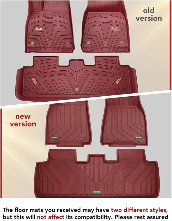 YHTAUTO Custom Fit Light Red Car Floor Mats for Tesla Model Y 2025-2020 (5-Seat) Not for Juniper, 1st & 2nd Row All Weather TPE Car Carpet Liners, Anti-Slip Waterproof, Automatic Mats, Set of 3