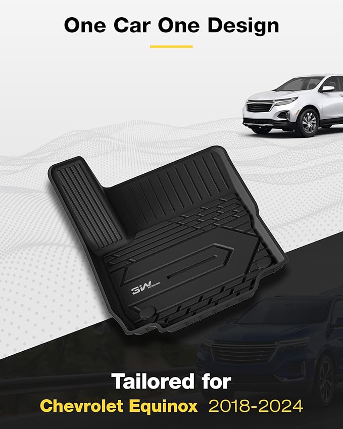 3W 2018-2023 2024 Chevy Equinox Floor Mats/GMC Terrain Floor Mats, TPE All Weather Custom Fit for Chevrolet Equinox/GMC Terrain Denali Accessories 1st and 2nd Row Full Set Car mats