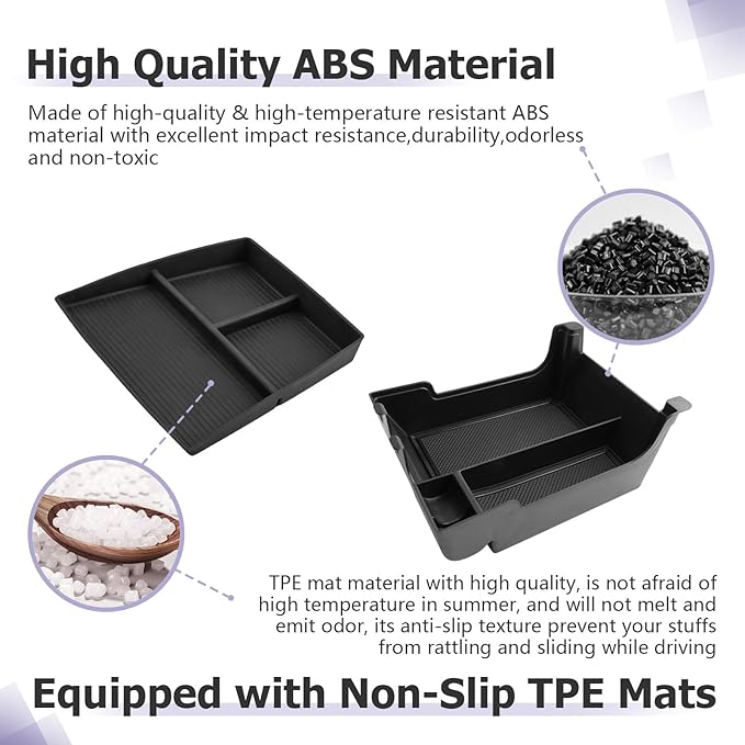 LUWU for 2024 Edge Center Console Tray Set 2021 2022 2023 2024 Ford Edge Accessories Dashboard Center Console Organizer Armrest Storage Box Tray 2PCS