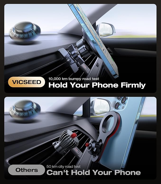 VICSEED for MagSafe Car Mount [Upgraded Strongest Magnet Power] Magnetic Phone Holder for Car Vent 360 Adjustable Magnetic Car Phone Holder Mount for iPhone 16 Pro Max 15 14 13 12 Plus Mini