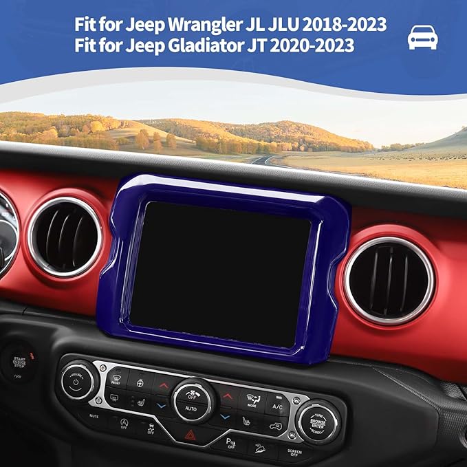 RT-TCZ for Jeep JL Center Console Radio Display Panel Trim Cover for Jeep Wrangler JL JLU Gladiator JT 2018-2023 Purple Interior Accessories 8.4 inch