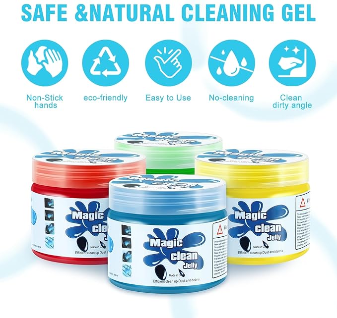 DNA MOTORING 4 Pack Car Cleaning Gels Auto Detailing Tools Cleaning Putty Car Interior Cleaner, Car Jelly Cleaner, Keyboard Cleaner, Car Cleaning Supplies Car Gifts for Men Women, TOOLS-00150