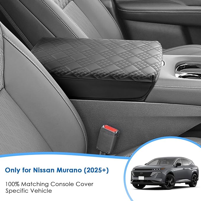 2025 2026 Murano Accessories Center Console Cover for Nissan Murano (SV/SL/Platinum), Cushion &Comfy Leather Armrest Cover 2026 2025 Murano Accessories (Padded)