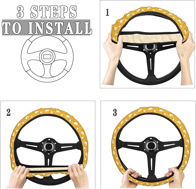 Yellow Cute Duck Steering Wheel Covers Anti-Slip Elasticity Car Accessories Steering Wheel Protector Universal 15 Inch for Cars SUV Vehicle Truck